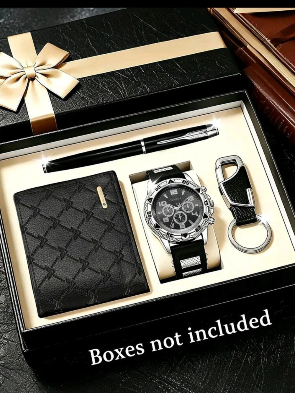 BRAND NEW ** Black Men’s Wallet, Watch, Keychain & Pen Gift Set